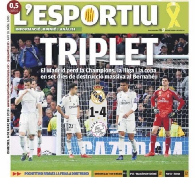 Prensa española destroza el fracaso del Real Madrid