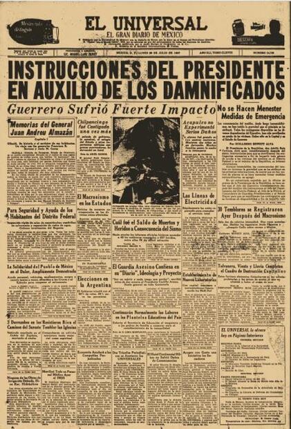 Los sismos contados en las portadas de EL UNIVERSAL