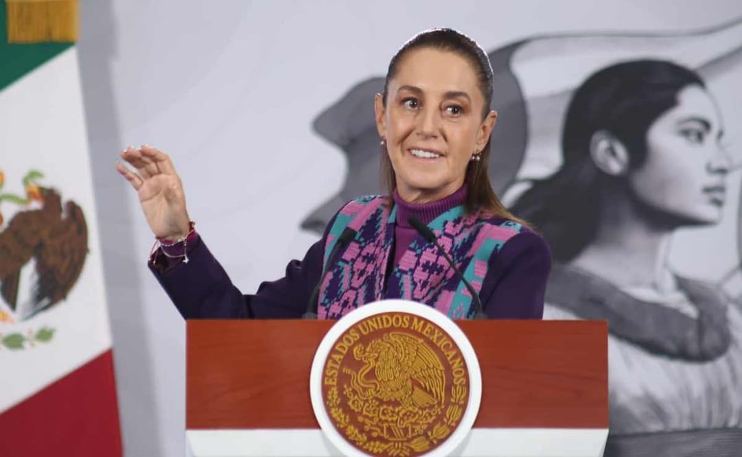 La presidenta Claudia Sheinbaum durante la mañanera del 3 de diciembre del 2025. Foto: Luis Camacho  / EL UNIVERSAL