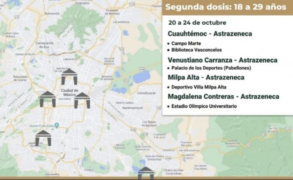 ¿Dónde y cuándo aplicarán segundas dosis Covid de 18 a 29 años en la CDMX?
