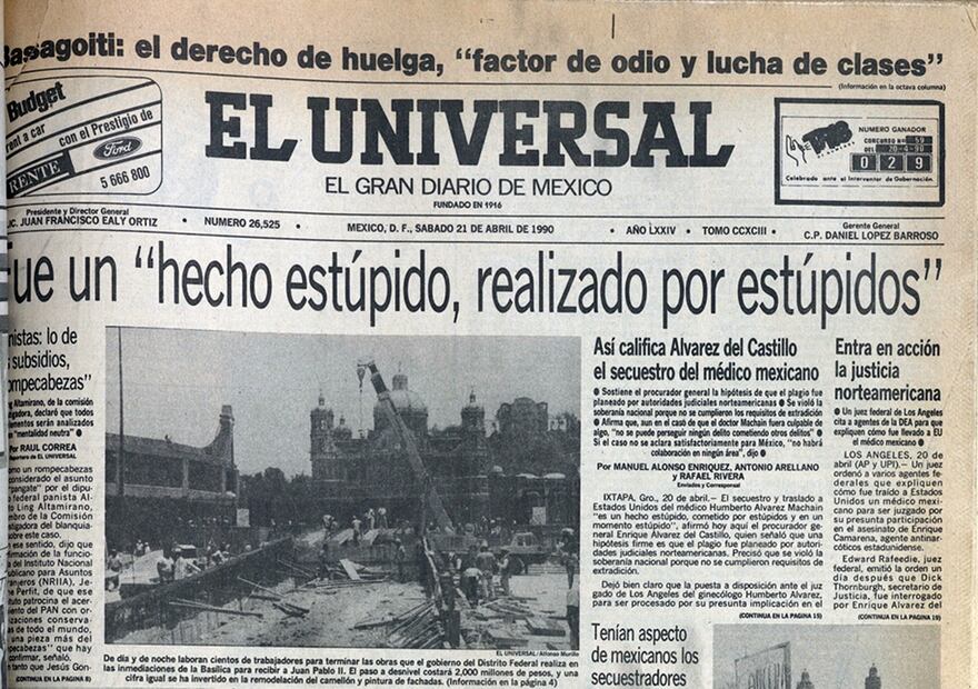Plana 21 abril 1990 hecho estupido hecho por estúpidos. Foto: Especial