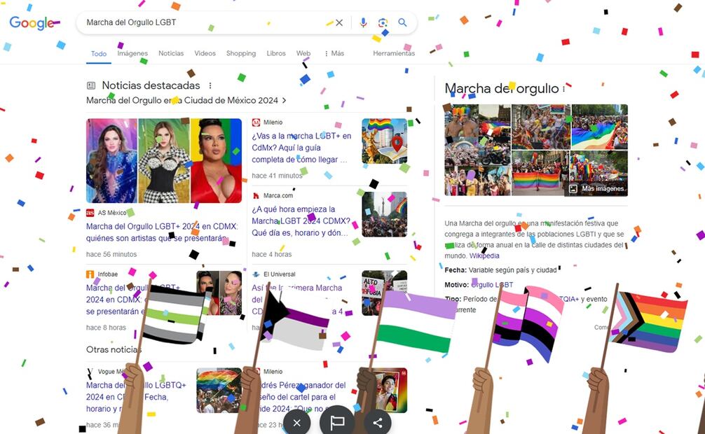 Esto pasa si buscas "Marcha LGBT+" en Google. Foto: Captura de pantalla
