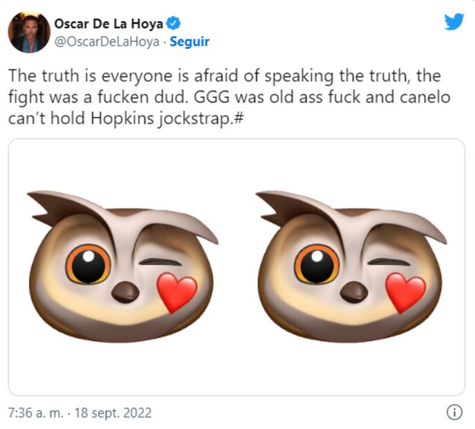 Óscar de la Hoya arremete y se burla del Canelo Álvarez y Golovkin: "La pelea fue un fracaso"