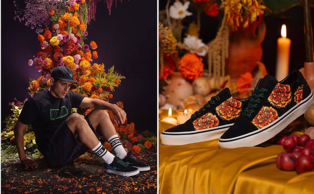 El colibrí y el cempasúchil son protagonistas de la colección de Vans. Foto: Especial