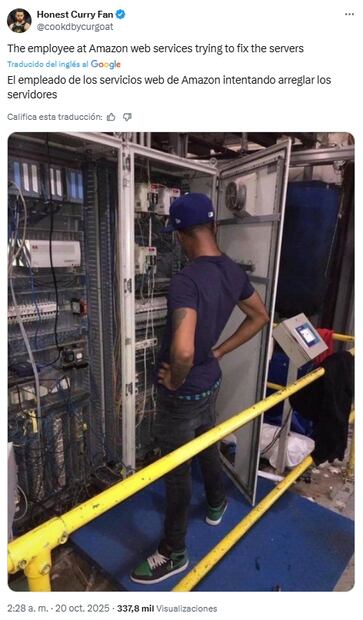 Caída mundial de Amazon Web Services desata ola de memes en redes sociales. Fuente: X