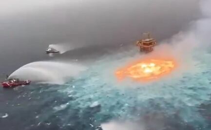 Tormenta eléctrica y fuga de gas, causas de aparatoso incendio en el mar: Pemex