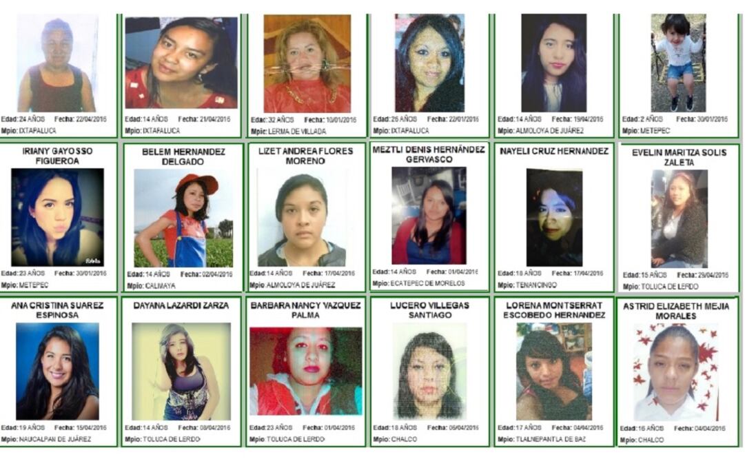 At least 634 girls aged between 13 and 17 missing in the State of Mexico, according to the Odisea website. (Photo: Taken from www.fiscaliadesaparecidosedomex.org.mx/cedulas_no_localizada)