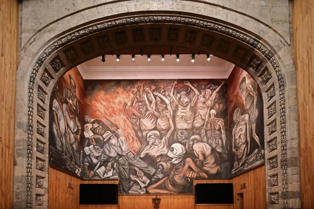 En el Paraninfo de la UdeG se ubica el mural El pueblo y sus falsos líderes, (1936), de Orozco. Imágen: Secretaría de Cultura de Jalisco
