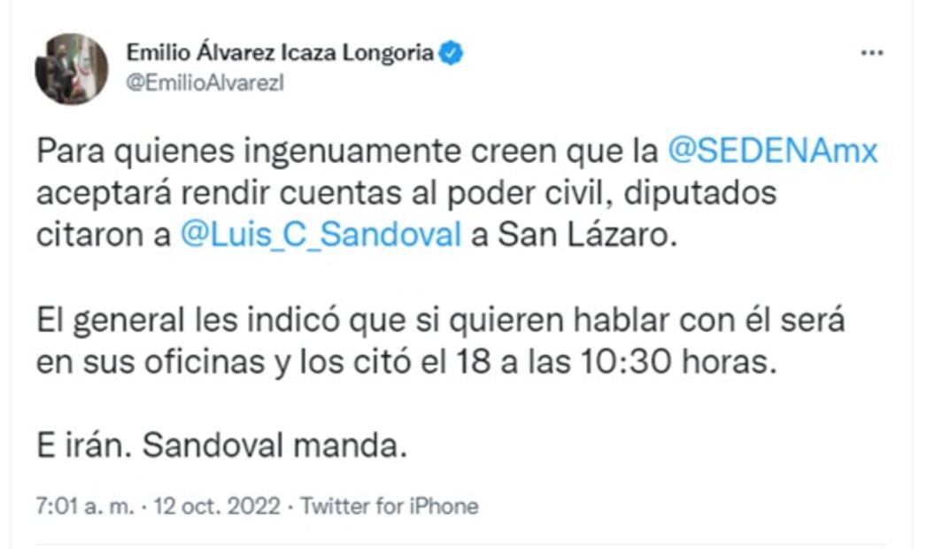 "Ingenuos" quienes creen que Sedena rendirá cuentas ante civiles: Álvarez Icaza