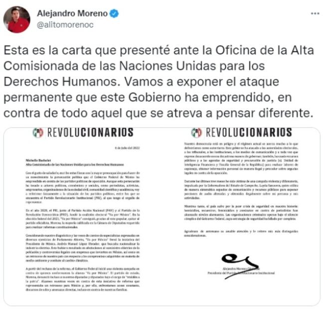 “Alito” Moreno va al Palais Wilson para denunciar ante Bachelet persecución política