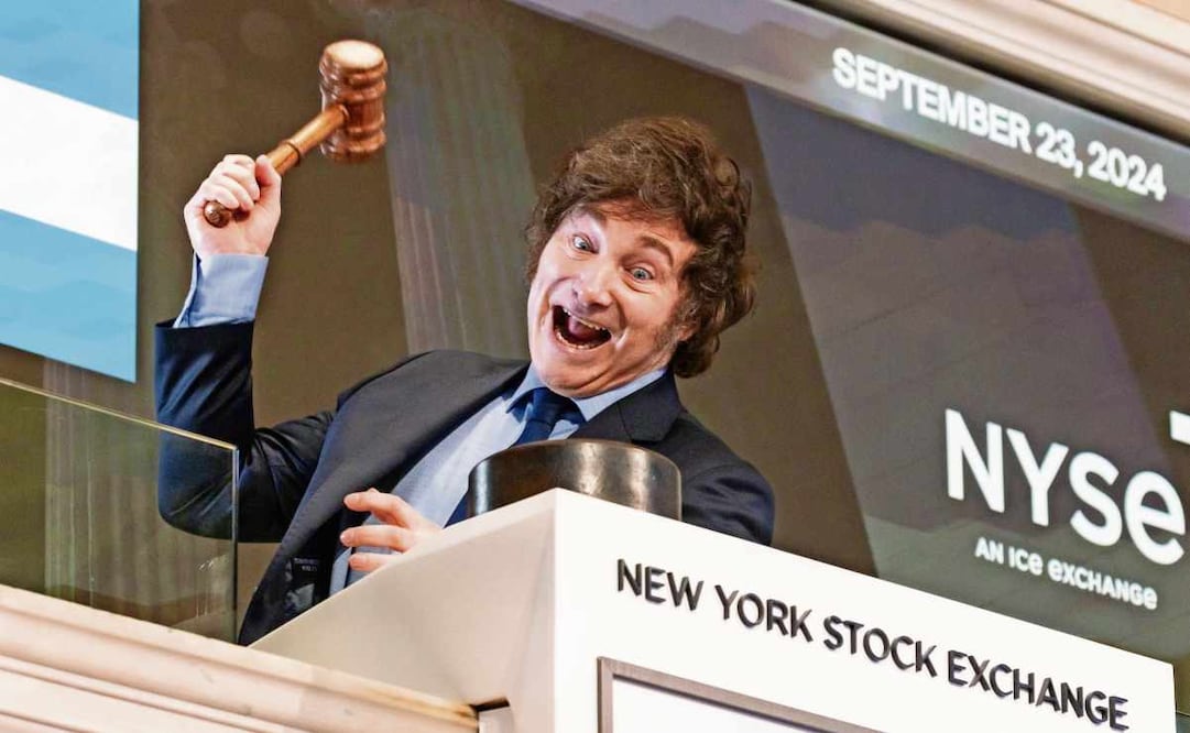 El presidente argentino Javier Milei, durante su visita a la Bolsa de Nueva York en septiembre del año pasado. Foto: Justin Lane / EFE