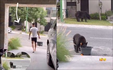 Maxi Meza, jugador de Rayados, le sirvió agua a un grupo de osos ante la ola de calor en Monterrey