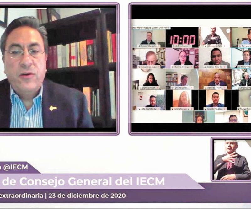 En la sesión virtual, Mario Velázquez Miranda, presidente del IECM, notificó de las restricciones para los precandidatos. Foto: ESPECIAL