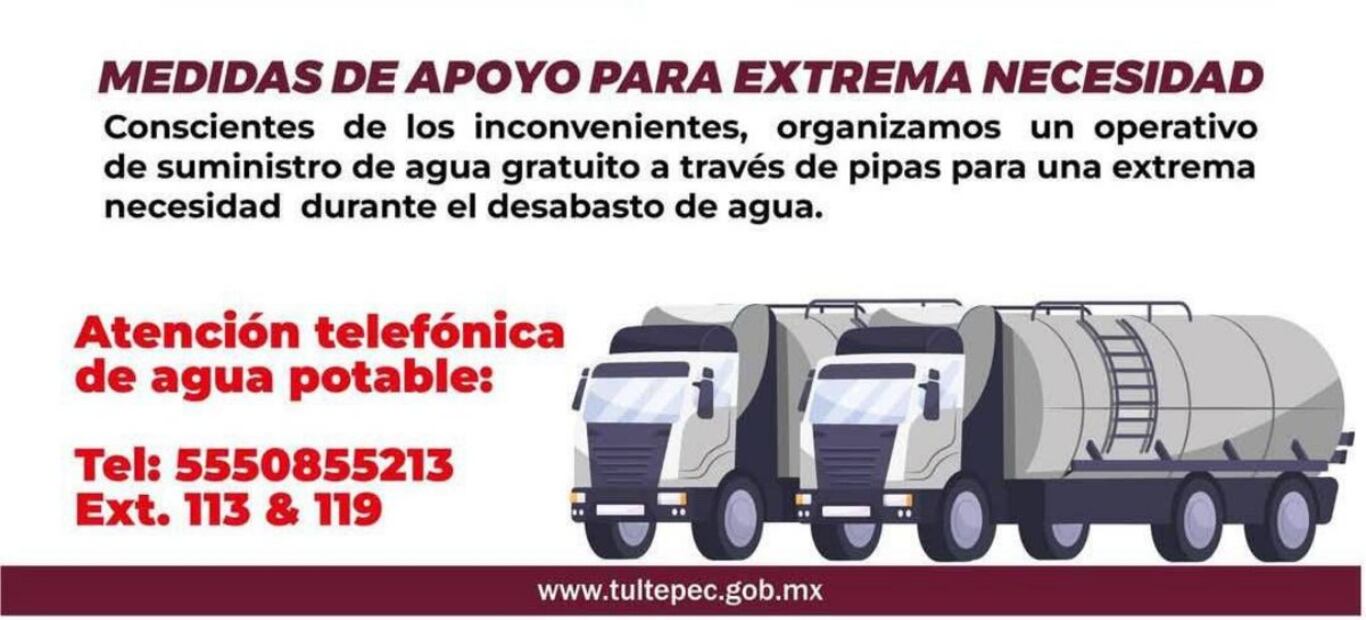 Gobierno de Tultepec pone a disposición las pipas gratuitas (26/12/2024). Foto: Alejandro Vargas / EL UNIVERSAL