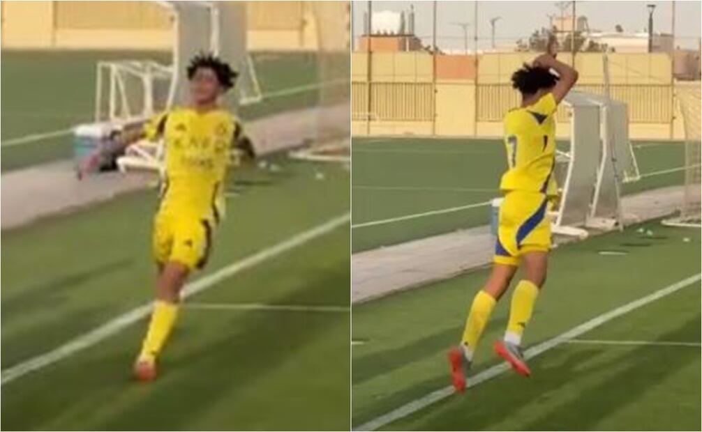 Cristiano Ronaldo Jr. celebró como su padre el golazo que hizo el fin de semana. FOTO: Captura de video