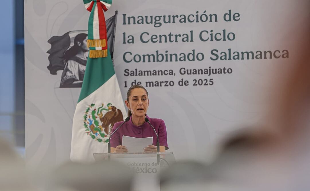 La presidenta Claudia Sheinbaum inaugura la Central de Ciclo Combinado Salamanca. Foto: Gabriel Pano/EL UNIVERSAL