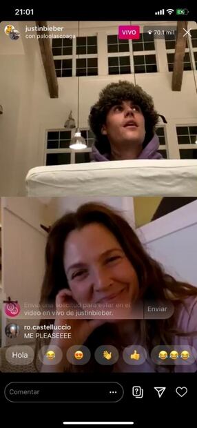 Pese cuarentena, Bieber y Barrymore se "reúnen"