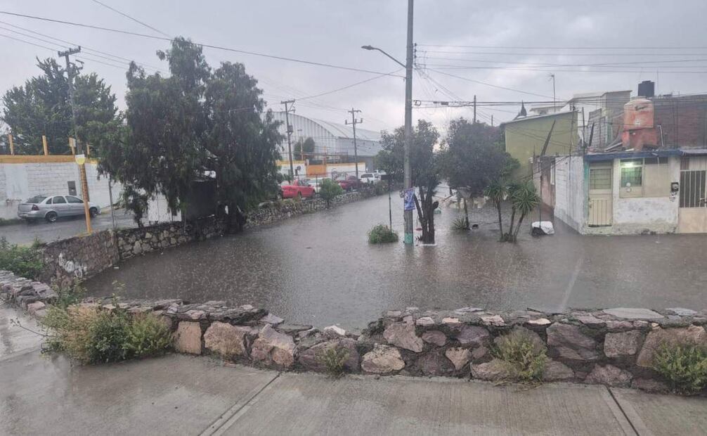 Calles encharcadas por tormenta en Hidalgo (25/09/2025). Foto: Especial