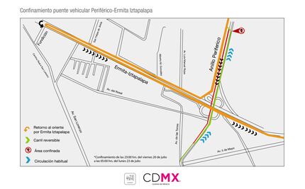 Cerrarán puente vehicular en Periférico Oriente por mantenimiento