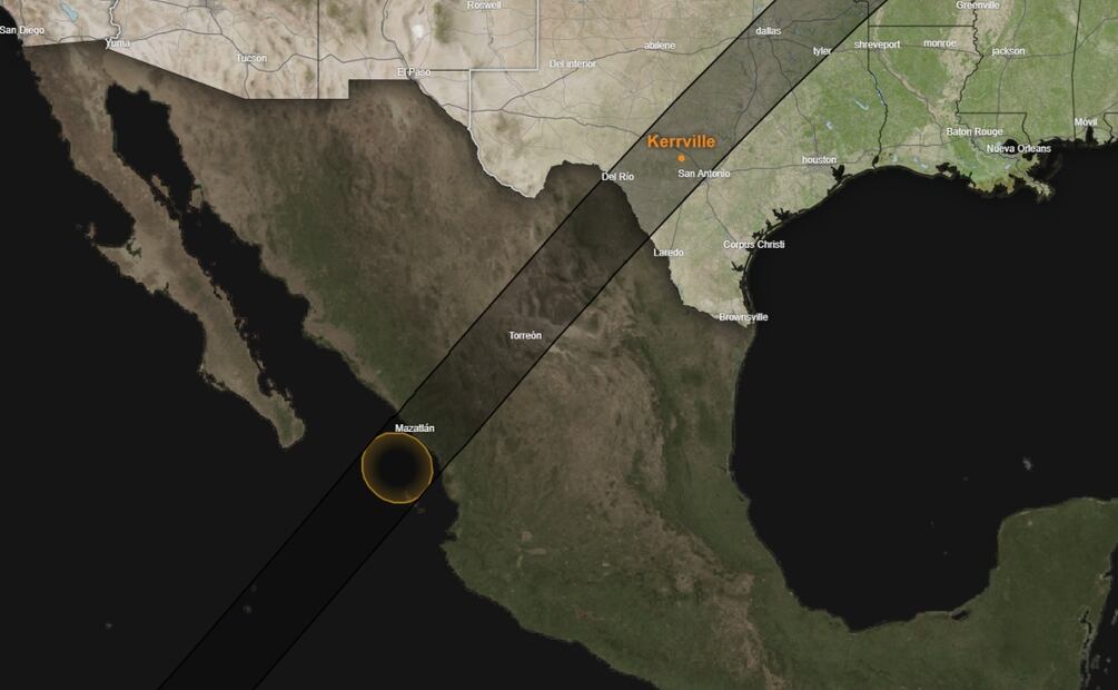 Trayectoria del Eclipse 8 de abril 2024. Foto: NASA
