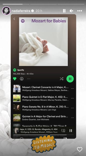 La futura madre del hijo de Marc Anthony elige música clásica para cuidar a su bebé, antes de dar a luz