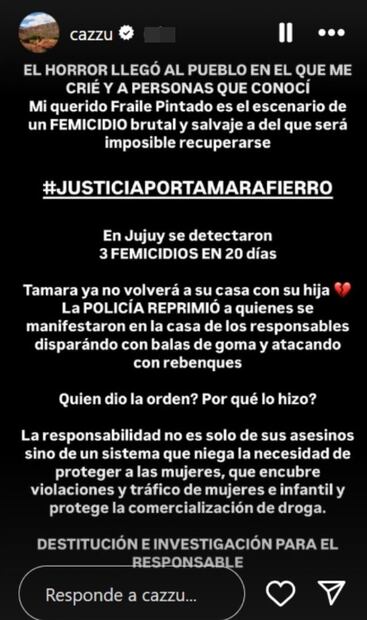 Foto: Instagram oficial de Cazzu.