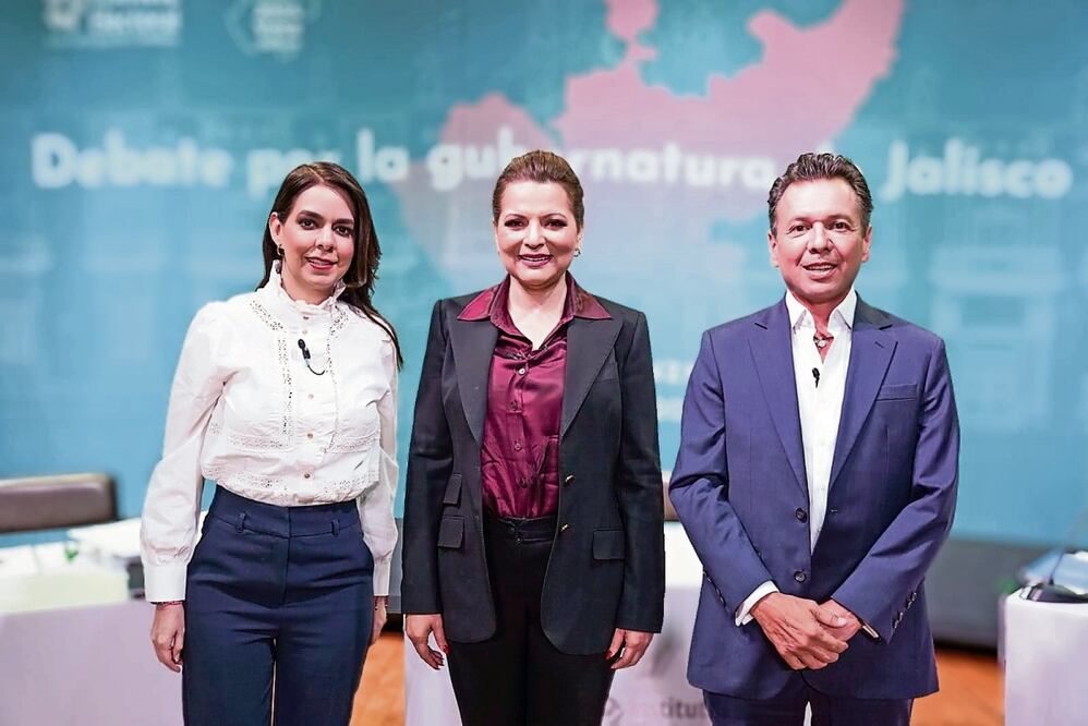 Aspirantes a la gubernatura de Jalisco realizaron el segundo debate en medio de acusaciones. Foto Especial.