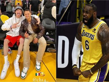 Peso Pluma y Chicharito disfrutan en primera fila del show de LeBron James