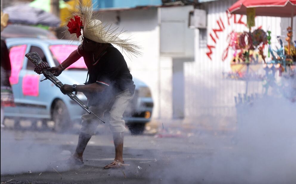 Representación de la Batalla de Puebla en el Peñón de los Baños, el 5 de mayo de 2025. Foto: Fernanda Rojas/EL UNIVERSAL