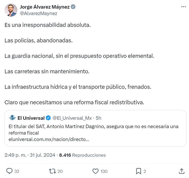 Jorge Álvarez Máynez cita declaración de Antonio Martínez Dagnino. Foto: Captura de pantalla