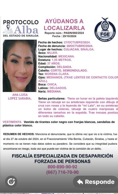 Custodia desaparecida en Culiacán. Foto: Especial