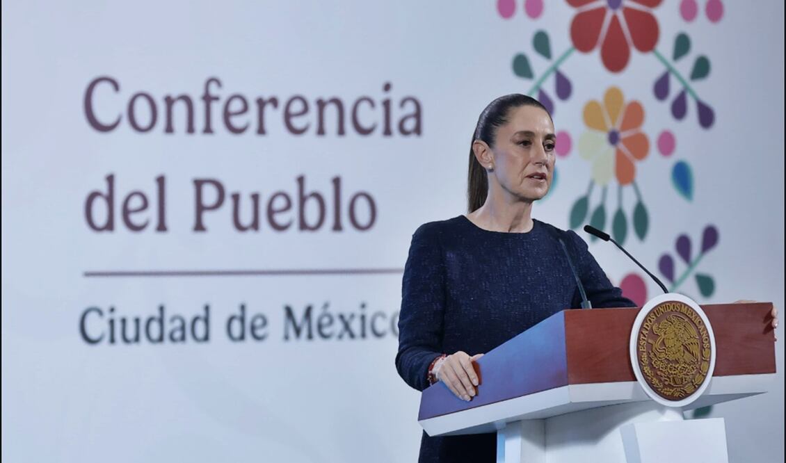 La presidenta Claudia Sheinbaum durante la mañanera del 18 de julio de 2025. Foto: Fernanda Rojas/EL UNIVERSAL
