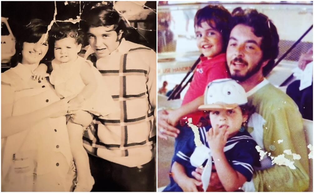 Federica y Apio Quijano, de niños, con su padre.