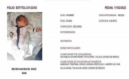 Abandonan a recién nacido en Toluca; buscan a familiares 