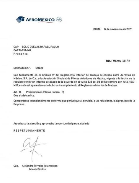 Aeroméxico solicita informe al piloto que pidió a AMLO construir aeropuerto en Texcoco