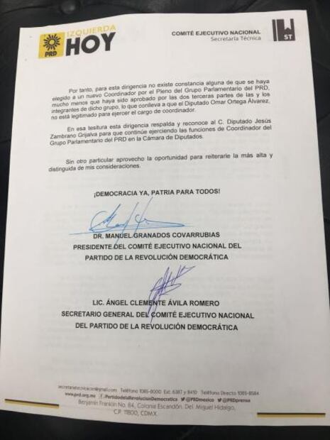 Jesús Zambrano, nuevo coordinador de los diputados del PRD