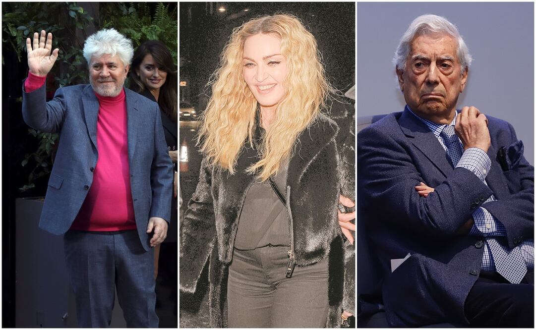 Pedro Almodóvar, Madonna y Mario Vargas Llosa. Fotos: Archivo