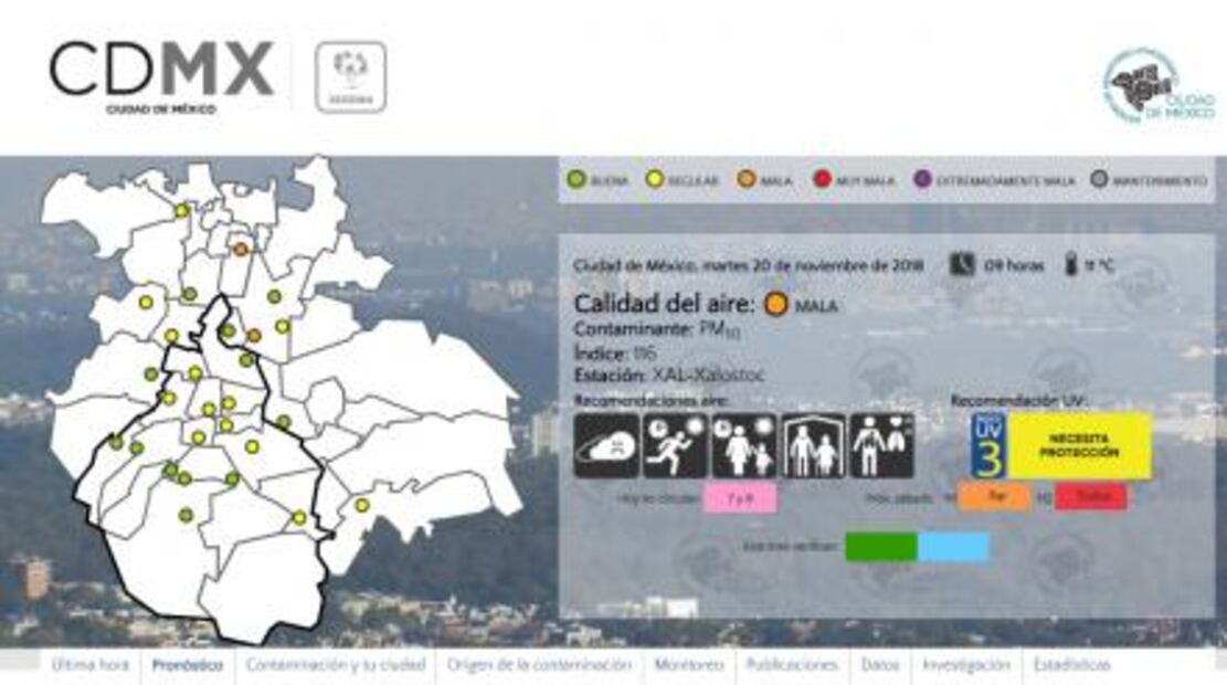 CDMX registra inversión térmica y mala calidad de aire