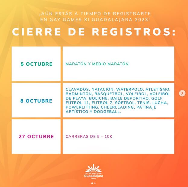 Fechas registro Gay Games 2023