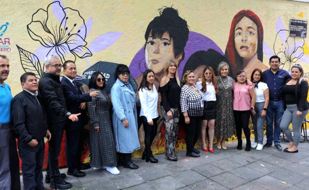 Coyoacán incluye rostros de víctimas de ataques con ácido en mural contra violencia de género. Foto: Especial