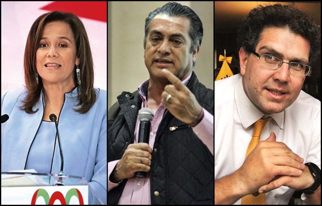 Margarita Zavala, Jaime Rodríguez Calderón “El Bronco” y Armando Ríos Piter. Foto: Archivo/EL UNIVERSAL