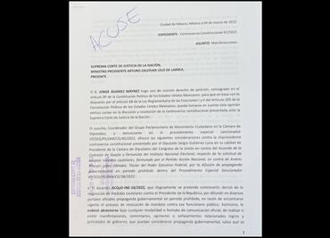 MC impugna controversia de la Cámara de Diputados contra el INE por prohibición de propaganda