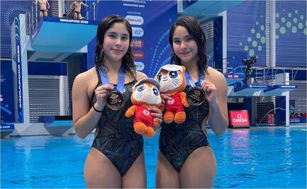 Histórico podio de las gemelas Mía y Lía Cueva en el Campeonato Mundial de Deportes Acuáticos; brillan en Singapur