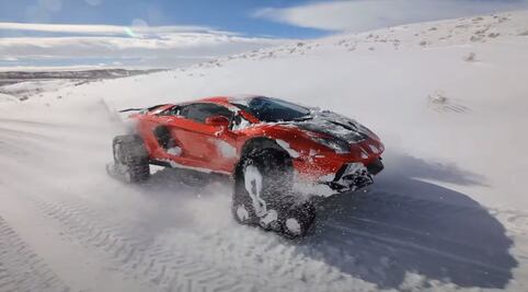 Youtuber modifica su Lamborghini Aventador en un auto para nieve