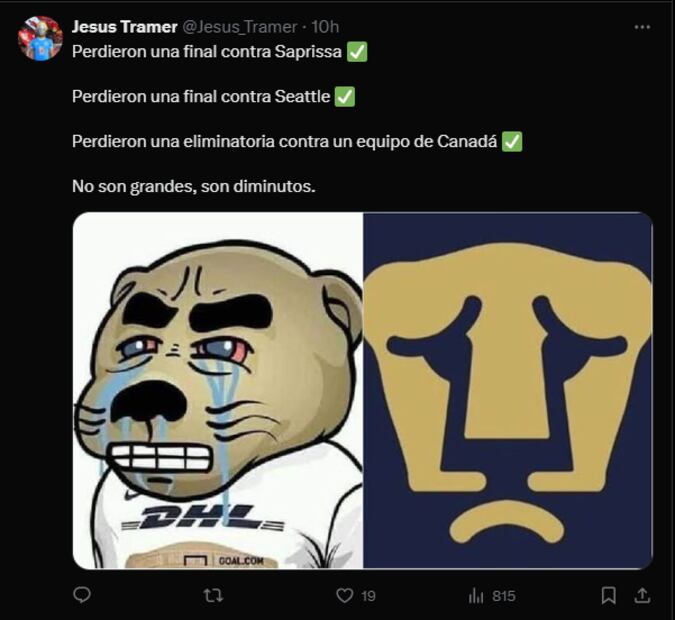 Los MEJORES MEMES de la eliminación de Pumas en CONCACAF
