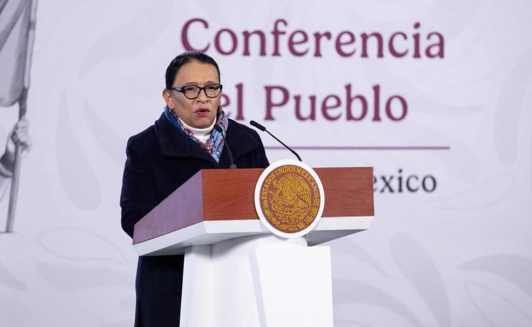 Rosa Icela Rodríguez, titular de Segob, durante la mañanera del 18 de diciembre del 2025. Foto: Hugo Salvador/ EL UNIVERSAL