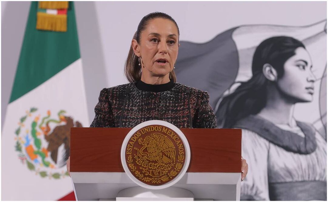 Claudia Sheinbaum, presidenta de México, durante su mañanera en Palacio Nacional, el 28 de enero del 2025. Foto: Gabriel Pano / EL UNIVERSAL