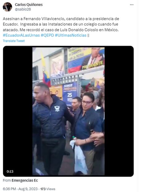 Evocan a Colosio tras asesinato de Fernando Villavicencio en Ecuador. Foto: Twitter