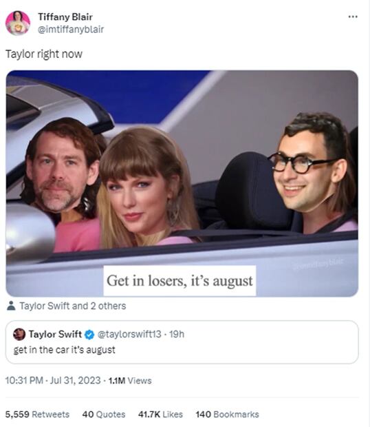Memes Taylor Swift. Foto: Redes sociales (Twitter)