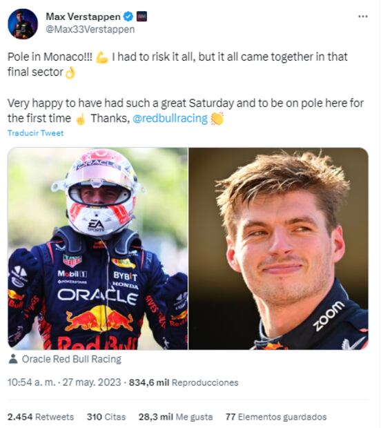 Tuit de Max Verstappen